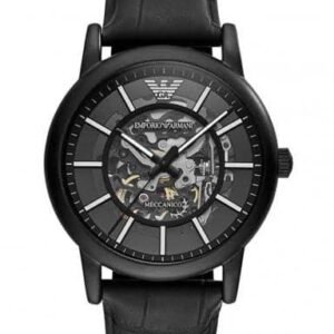 Armani Black Leather Automatic Watch