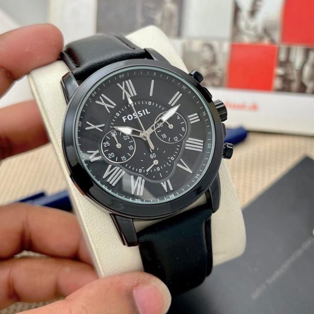 Fossil Grant Leather Belt Full Black Watch - Image 2