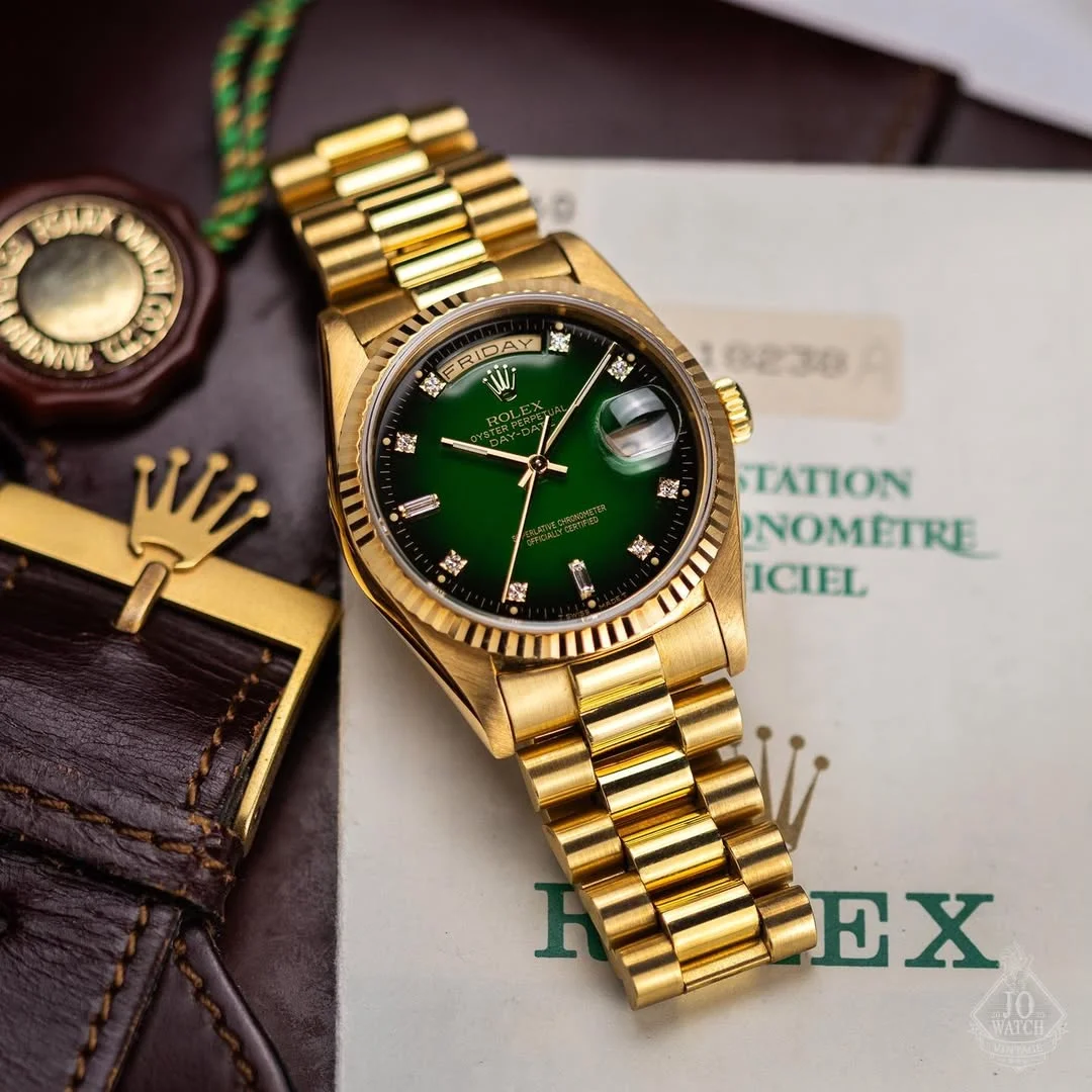 Rolex Oyster Perpetual Day Date Diamond GOLD-Green - Image 5