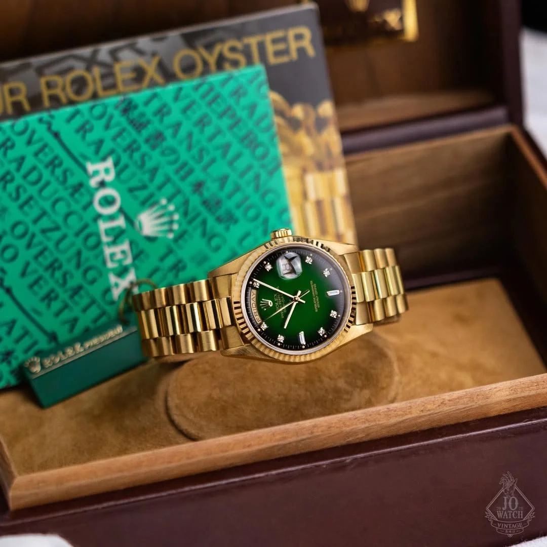 Rolex Oyster Perpetual Day Date Diamond GOLD-Green - Image 2