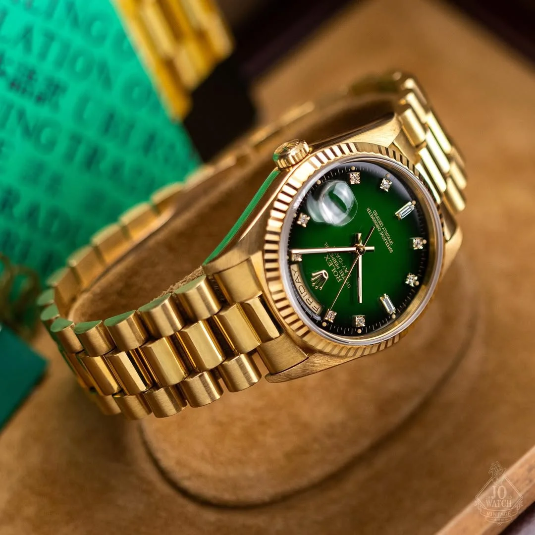 Rolex Oyster Perpetual Day Date Diamond GOLD-Green - Image 7