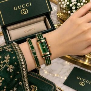 GUCCI LADIES BRACELET WATCH ROSE GREEN