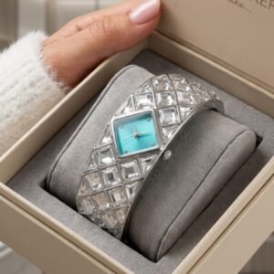 SWAROVSKI CURIOSA BANGLE WATCH PREMIUM QAUALITY SILVER TIFFANY