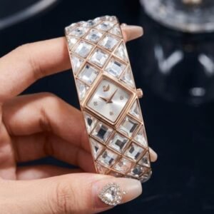 SWAROVSKI CURIOSA BANGLE WATCH PREMIUM QAUALITY ROSE WHITE
